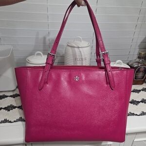 Tory Burch Pink Leather Tote Bag